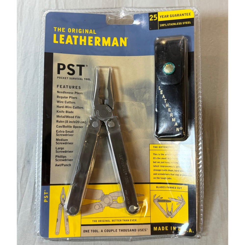 Vintage Leatherman PST Pocket Survival Tool 1999 New in Box with Leather Sheath